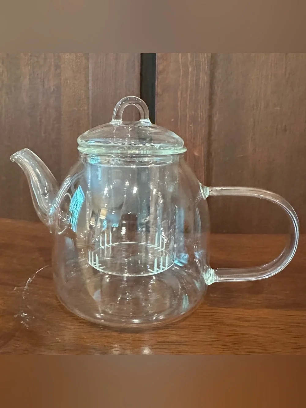 Vintage tea infuser pot • glass • unique handle